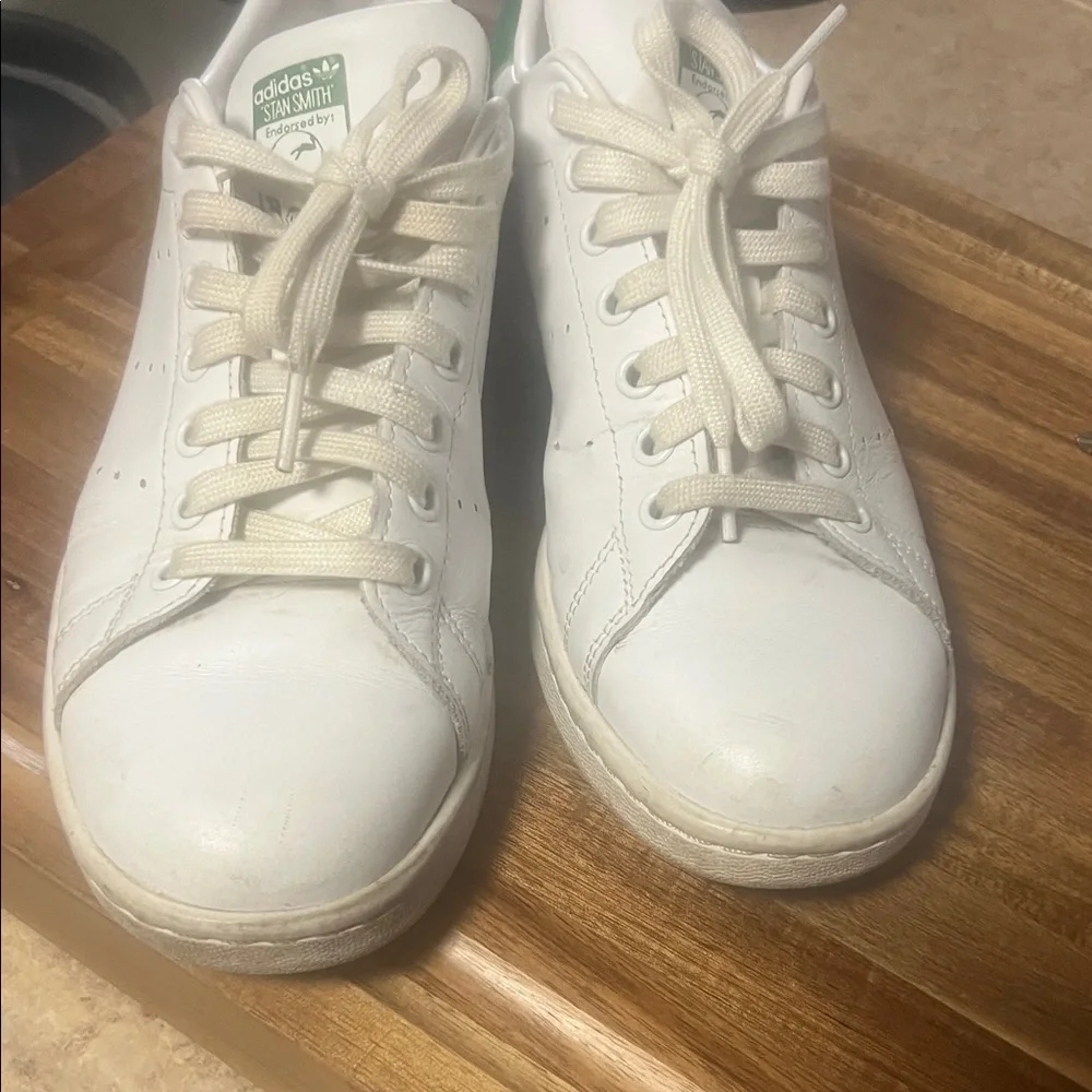 Adidas Stan Smith White Sneakers with Green Accents